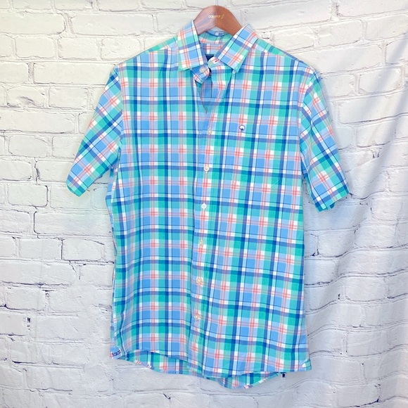 The Southern Shirt Company Other - The Southern Shirt Company Blue Green Pink Plaid Short Sleeve Shirt Size Medium